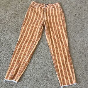 Urban Outfitters BDG Orange Floral Stripe Corduroy High-Rise Mom Pants